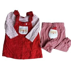 Carter's 9 Month 2 Piece Santa Christmas Holiday Set Red Dress Top & Leggings